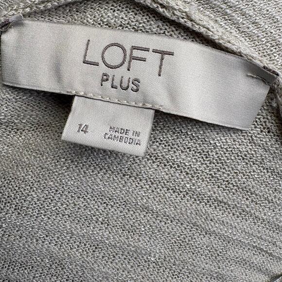 LOFT Plus Open Neutral Minimalist Beachy Lightweight Cardigan Womens Sz 14 - Picture 3 of 4